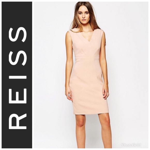 Reiss Dresses & Skirts - Reiss Ester pencil dress vneck amber soft chic
